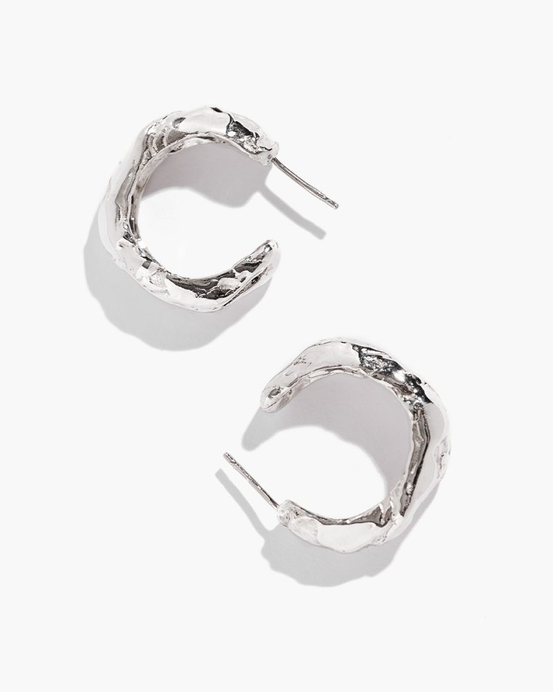METEORITE silver hoops