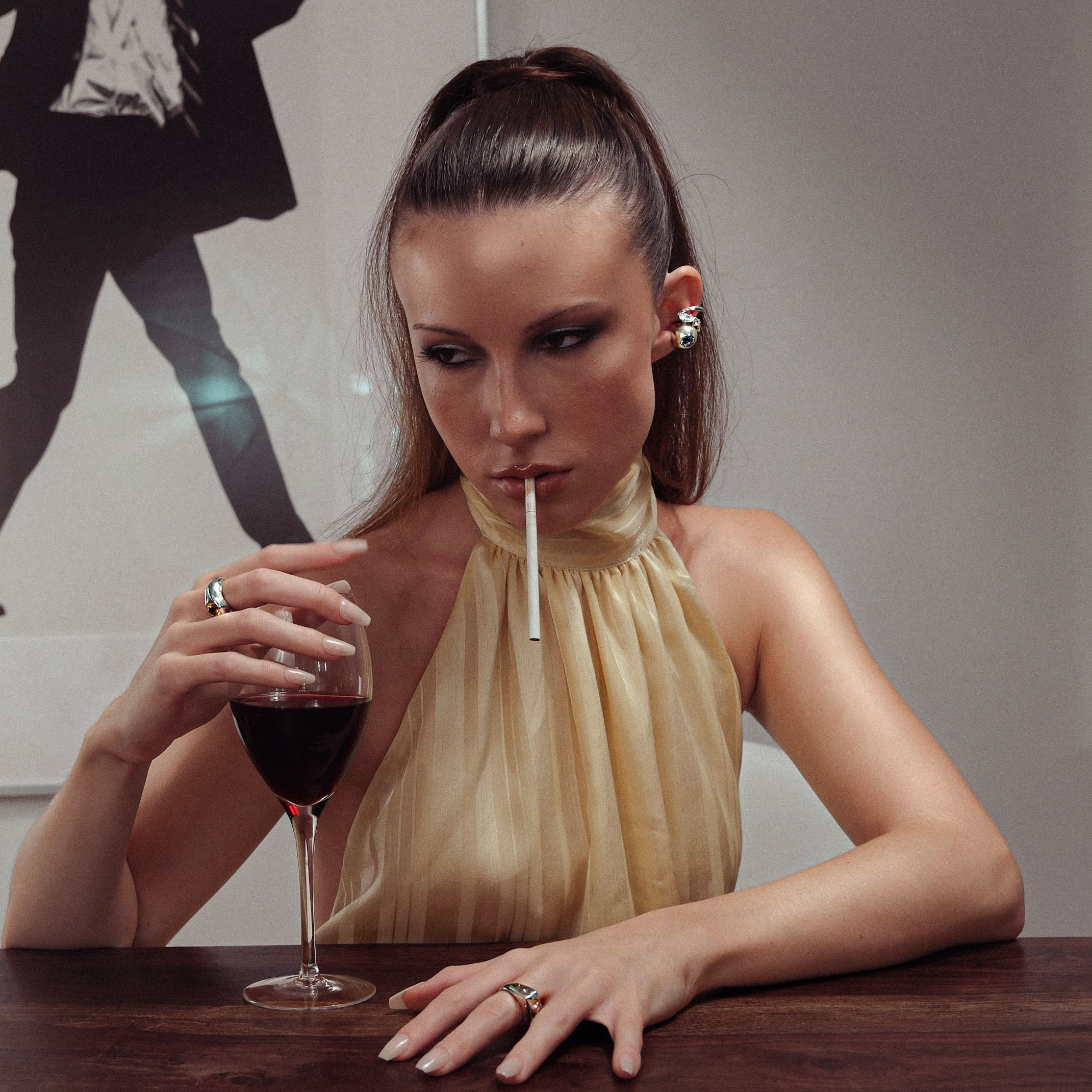 Tess Donatello wearing Dea Rail jewelry in an editorial self-portrait