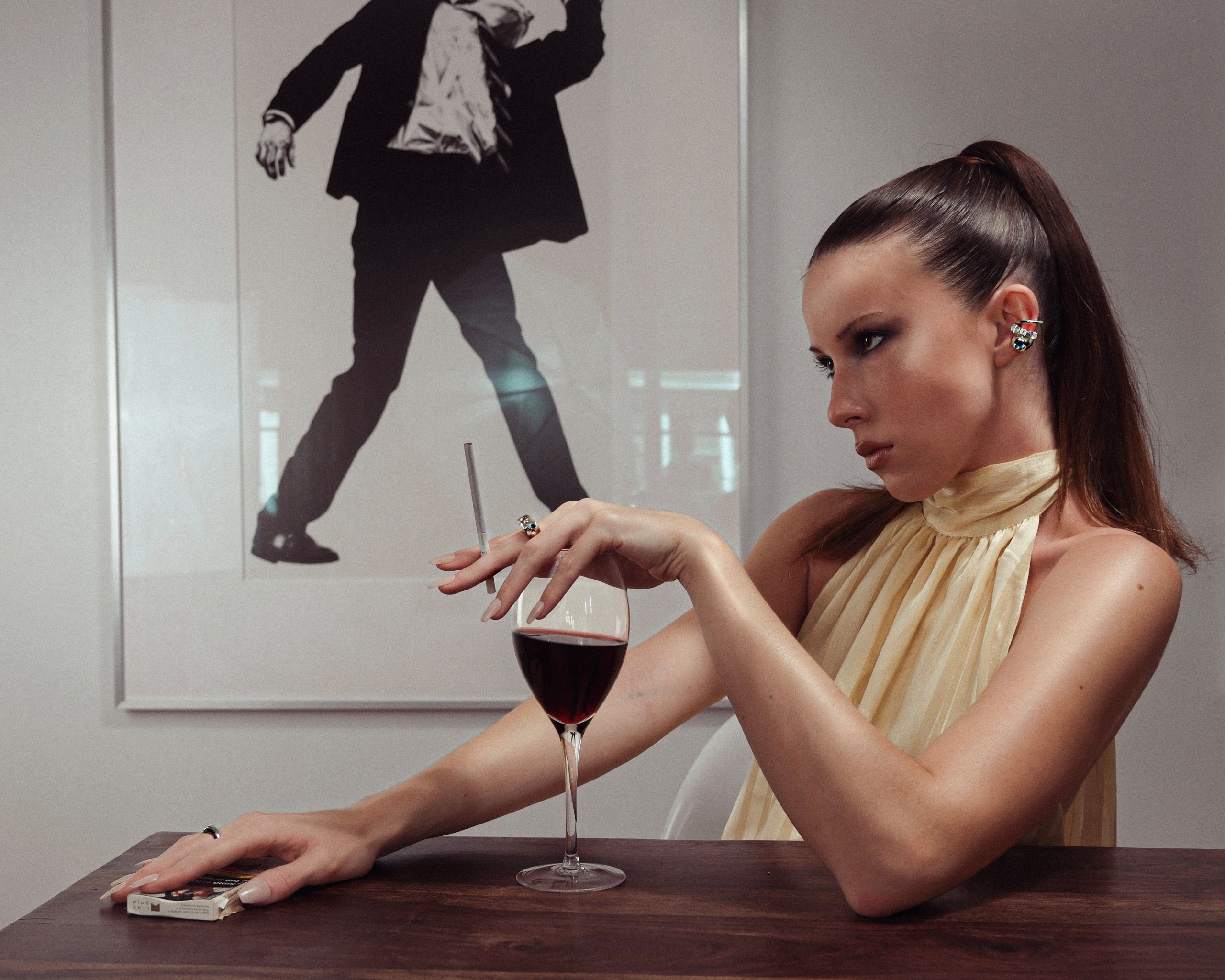 Tess Donatello wearing Dea Rail jewelry in an editorial self-portrait
